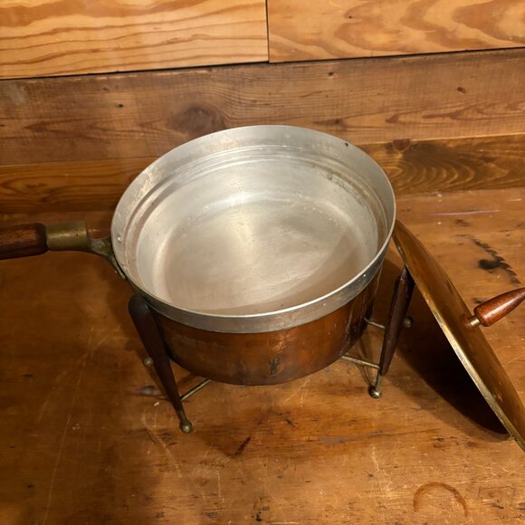 1960's Rustic Copper Chafing Dish - Picture 3 of 7